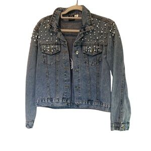 Never Worn "Wifey" embellished Jean bridal jacket (size small)